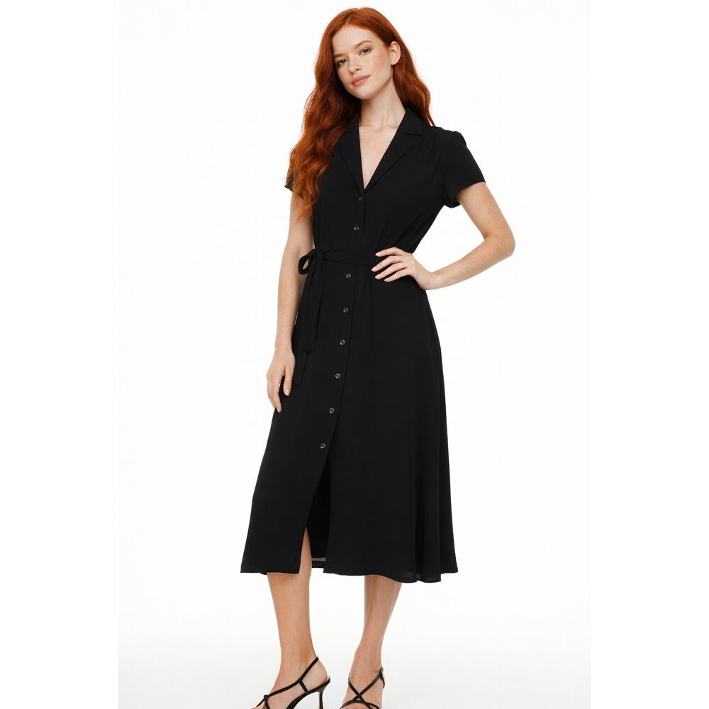 Wilfred Black Button-Front Midi Shirt Dress